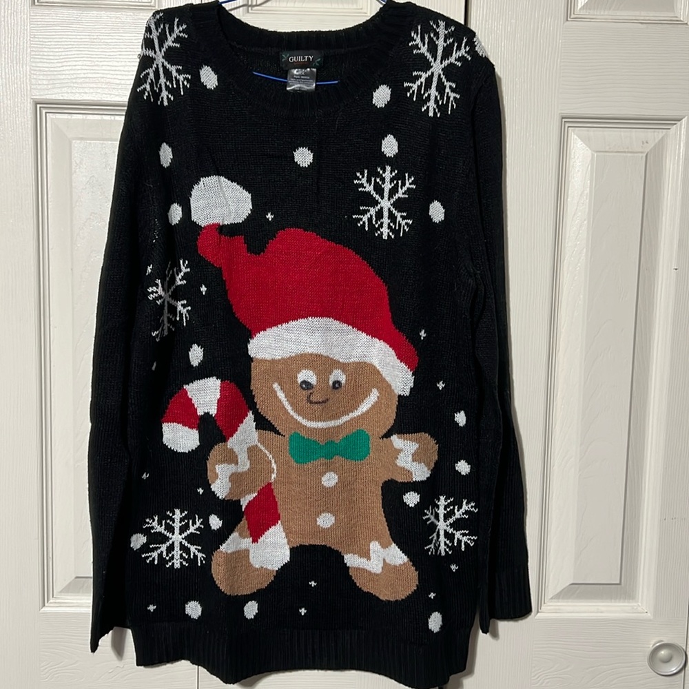 Ugly Christmas Sweater Guilty Knitwear Women’s Size 1x gingerbread man